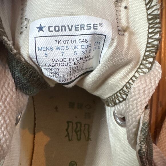 Converse All Star low top green camo lace up unisex sneakers SIZE M5, W7 - Picture 5 of 6